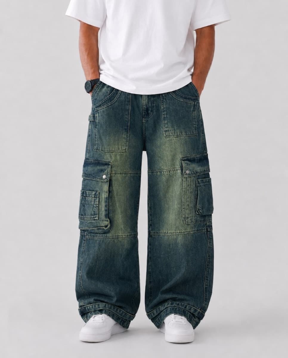 Vintage Blue Cargo Jeans