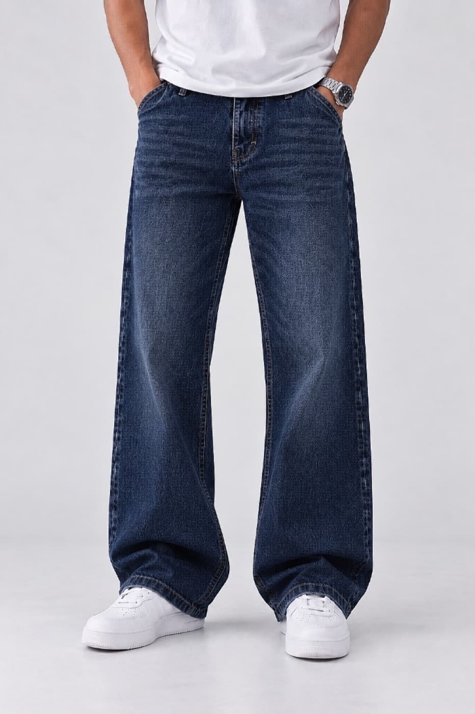 Indigo Pattern Relaxed Jeans