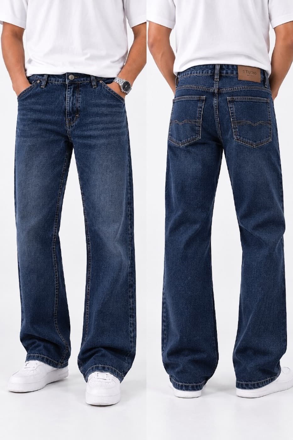 Indigo Pattern Relaxed Jeans - Indigo Pattern - View 02
