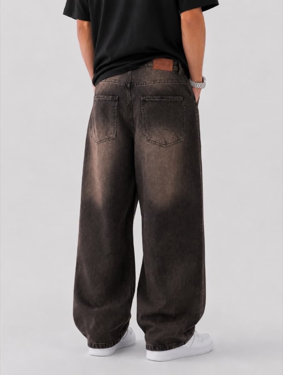 Vintage Wash Baggy Jeans - Vintage Brown - Back